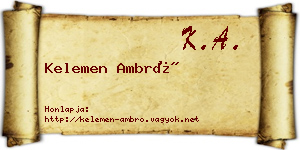 Kelemen Ambró névjegykártya